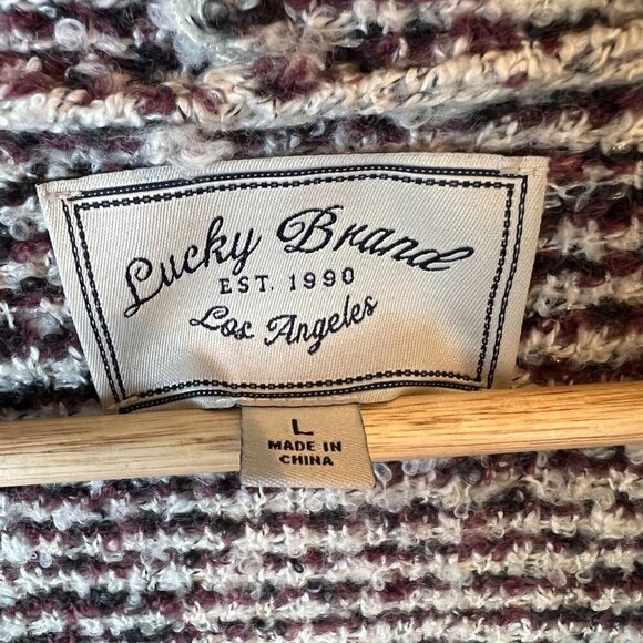 Lucky Brand Duster Cardigan Womens Size Large Boho Wool Longline Metallic Thread - Picture 4 of 16